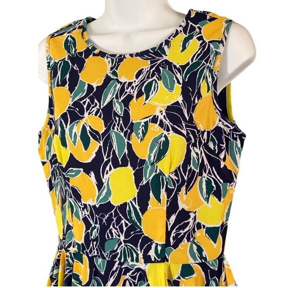 Maison Jules Lemon Print Fit & Flare Dress Cottagecore Retro Style Fruit Citrus - Picture 4 of 12